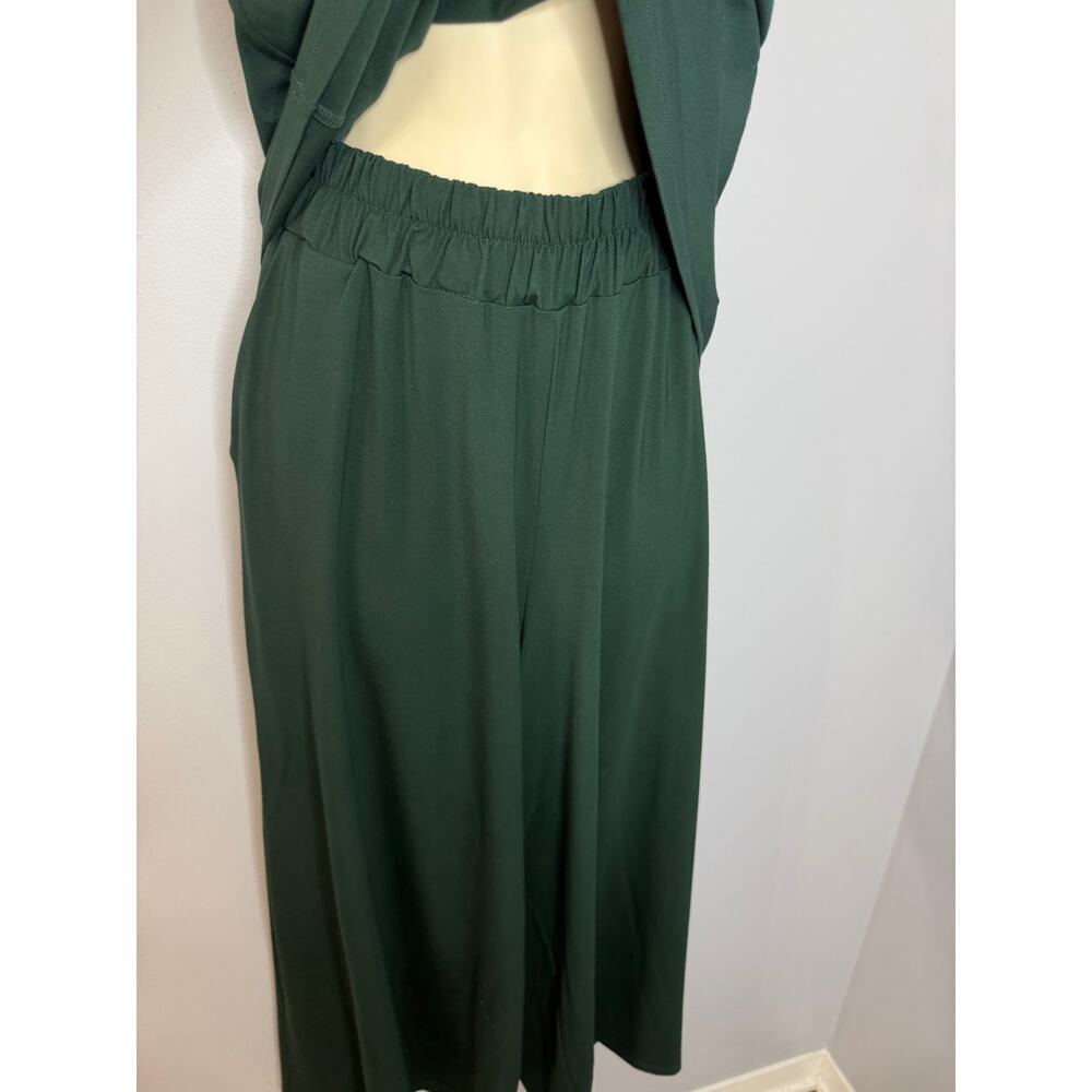 Free Label Wide Leg Slip Pant & Top Set Green Ethical Bamboo Comfy Women's XL - Picture 10 of 12